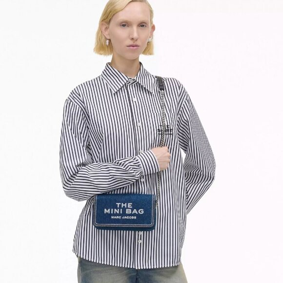 NWT! NEW! Marc Jacobs The Denim Chain Mini Bag -Dark Wash - Picture 10 of 14